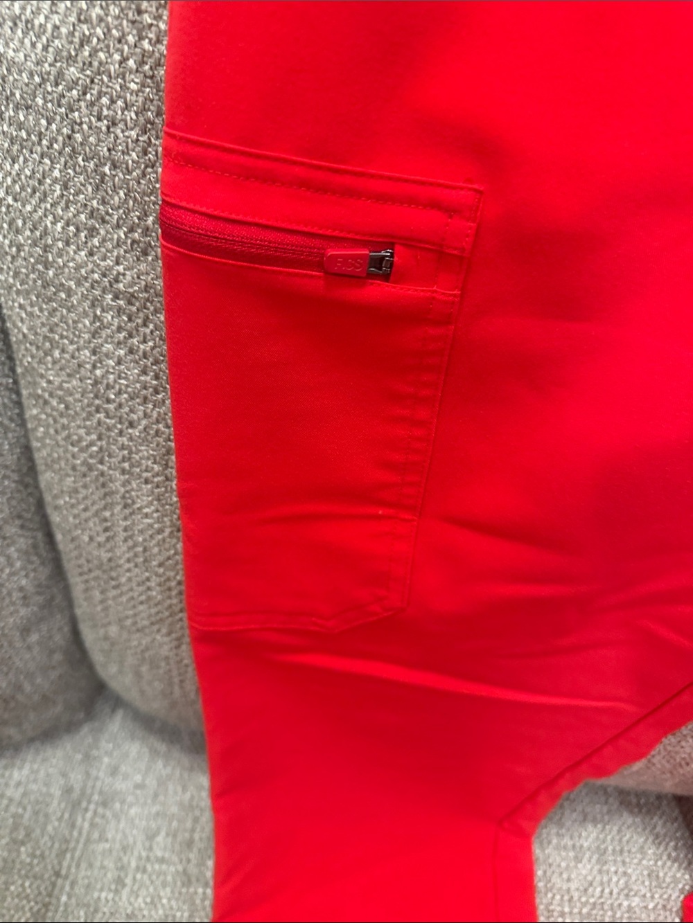 Women's Red Cargo Jogger Pants - Elastic Waist & Drawstring - Picture 3 of 8